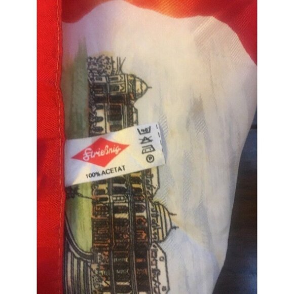 GERMANY RED SOUVENIR TRAVEL SQUARE Scarf Wien Karlskirche Prater Stephansdom - Picture 6 of 6